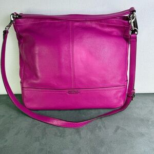 Coach Pink Pebble Leather Hobo Style F23293 with Burgundy Hang Tag